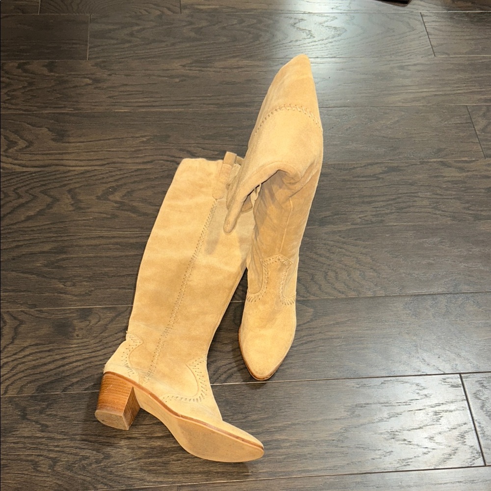 Rebecca Minkoff Beige Suede Over the Knee Boots